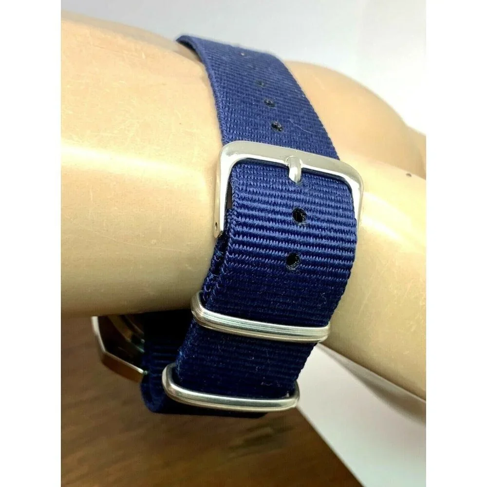 Fossil Men's Watch WB1042 Quartz Black Dial 38mm Blue Nylon Strap